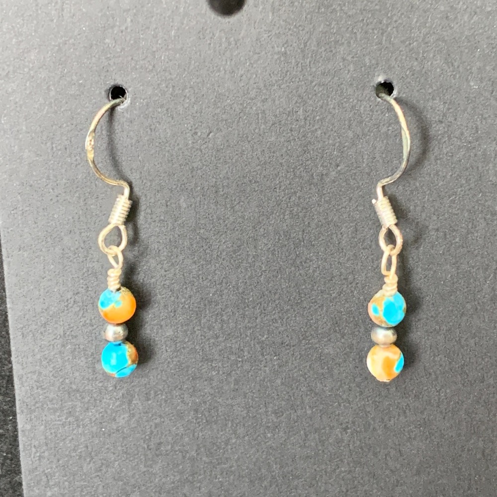 925 Sterling Silver Spiny Oyster Mohave Turquoise Desert Pearl Earrings Dangle